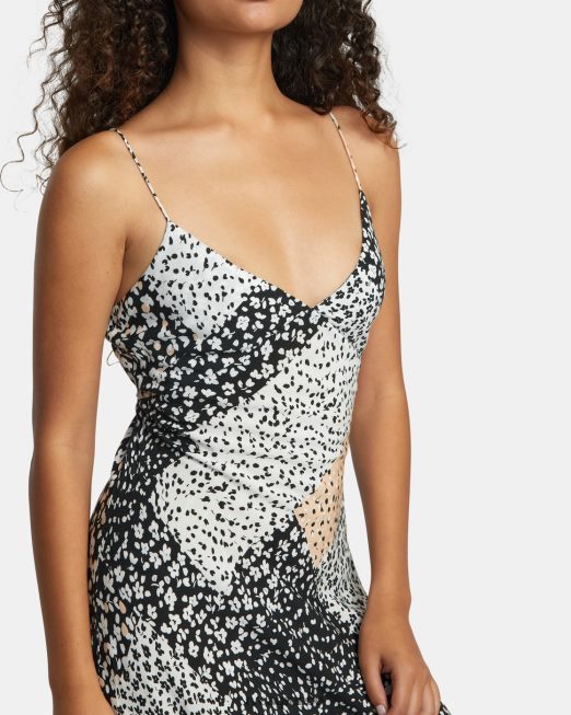 R422N81206 ω λόρδε μίντι φόρεμα RVCA γυναίκες μαύρος είδη ένδυσης