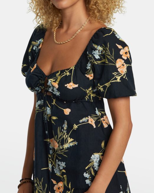 R422N81211 γλυκομίλητο μίνι φόρεμα RVCA γυναίκες μαύρος είδη ένδυσης