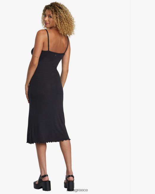 R422N81226 slink midi φόρεμα RVCA γυναίκες μαύρος είδη ένδυσης