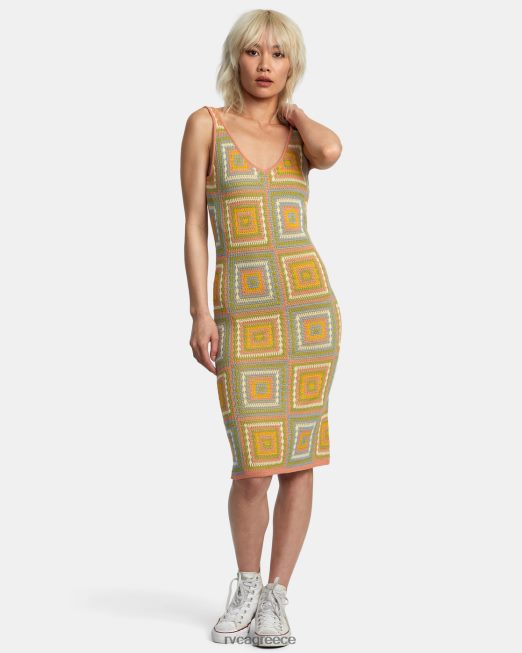 R422N81260 φόρεμα τετράγωνο κροσέ RVCA γυναίκες γκουάβα είδη ένδυσης