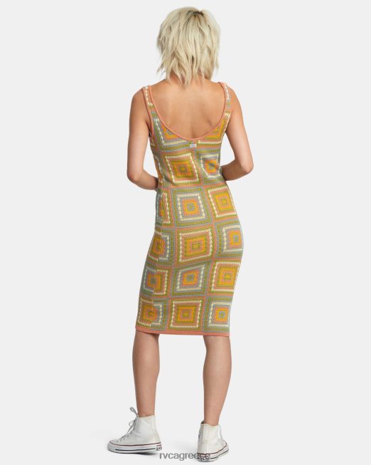 R422N81260 φόρεμα τετράγωνο κροσέ RVCA γυναίκες γκουάβα είδη ένδυσης