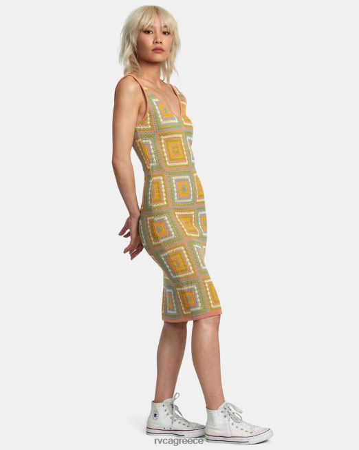 R422N81260 φόρεμα τετράγωνο κροσέ RVCA γυναίκες γκουάβα είδη ένδυσης