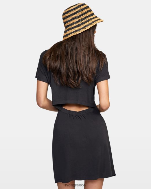 R422N81295 καλοκαιρινό φόρεμα με πουκάμισο RVCA γυναίκες μαύρος είδη ένδυσης