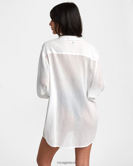 R422N81303 Gimme πουκάμισο φόρεμα RVCA γυναίκες ψιθύρισε λευκό είδη ένδυσης