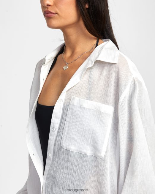 R422N81303 Gimme πουκάμισο φόρεμα RVCA γυναίκες ψιθύρισε λευκό είδη ένδυσης