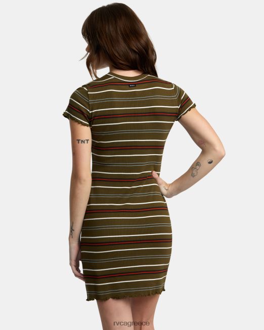 R422N81341 ριμπ πλεκτό φόρεμα rover RVCA γυναίκες μαύρη ελιά είδη ένδυσης