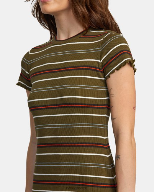 R422N81341 ριμπ πλεκτό φόρεμα rover RVCA γυναίκες μαύρη ελιά είδη ένδυσης