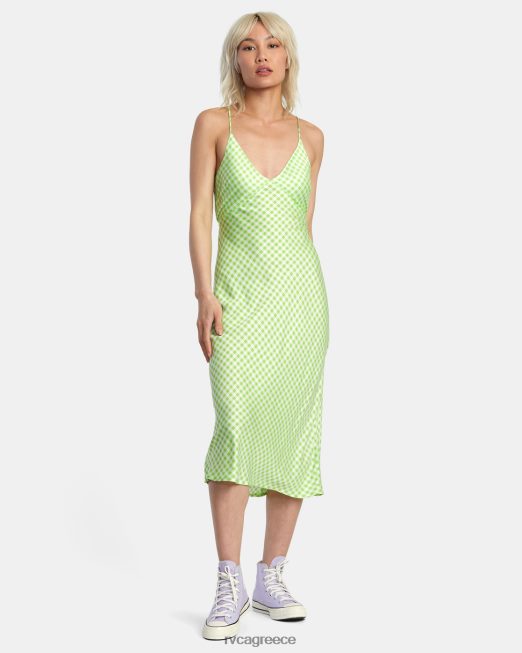 R422N81364 ω λόρδε μίντι φόρεμα RVCA γυναίκες πράσινη λάμψη είδη ένδυσης
