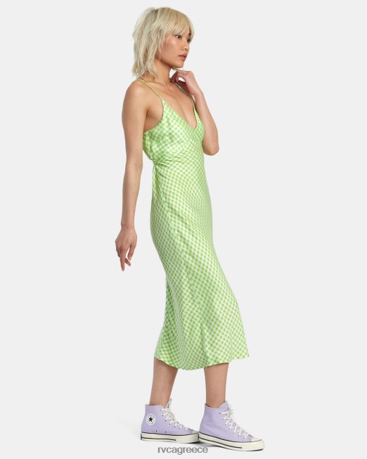 R422N81364 ω λόρδε μίντι φόρεμα RVCA γυναίκες πράσινη λάμψη είδη ένδυσης