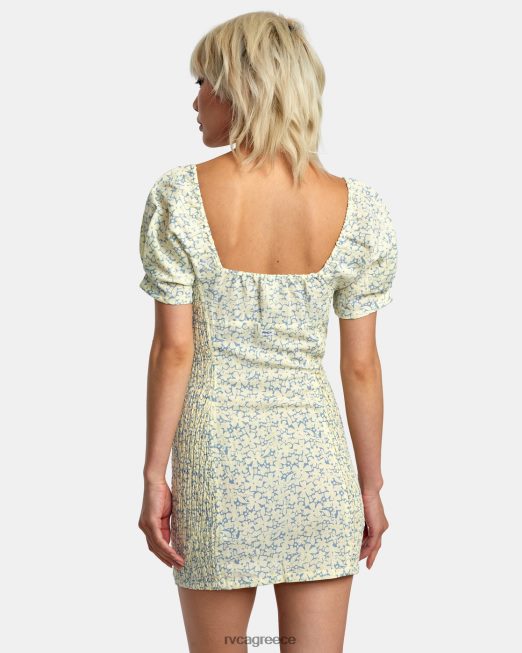 R422N81407 λινό φόρεμα gretel RVCA γυναίκες λεμόνι είδη ένδυσης