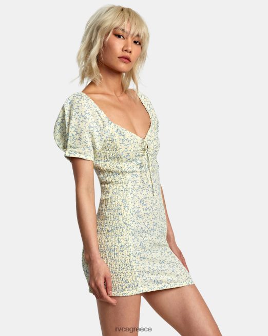 R422N81407 λινό φόρεμα gretel RVCA γυναίκες λεμόνι είδη ένδυσης