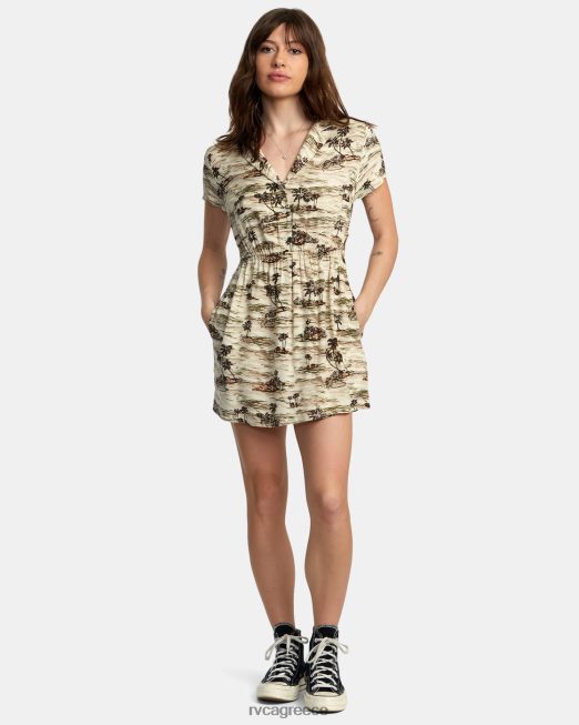 R422N81415 ριμπάουντ μίνι φόρεμα RVCA γυναίκες κρέμα είδη ένδυσης