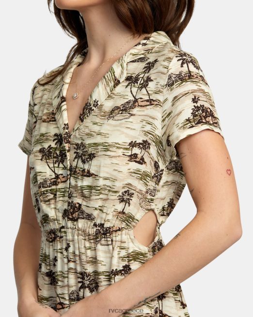 R422N81415 ριμπάουντ μίνι φόρεμα RVCA γυναίκες κρέμα είδη ένδυσης