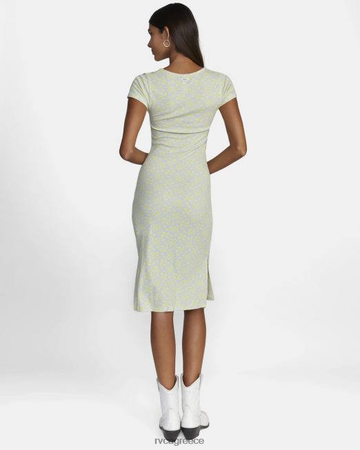 R422N81570 μίντι φόρεμα με χώρισμα RVCA γυναίκες ασβέστη κίτρινο είδη ένδυσης