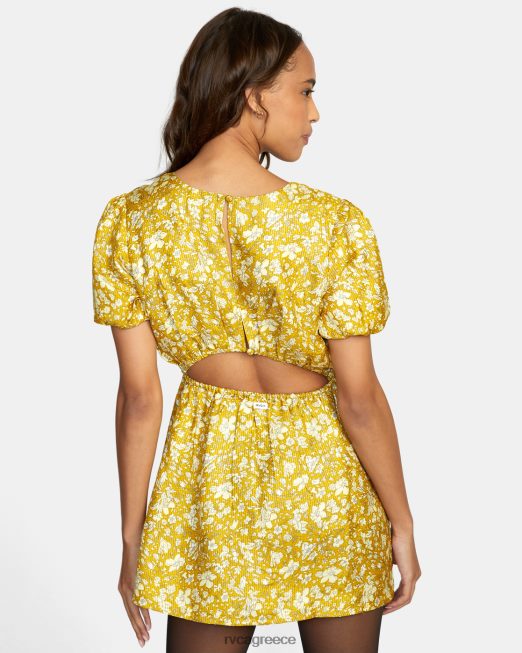 R422N81634 Μίνι φόρεμα με φουσκωτά μανίκια RVCA γυναίκες καστανόξανθος χρυσός είδη ένδυσης