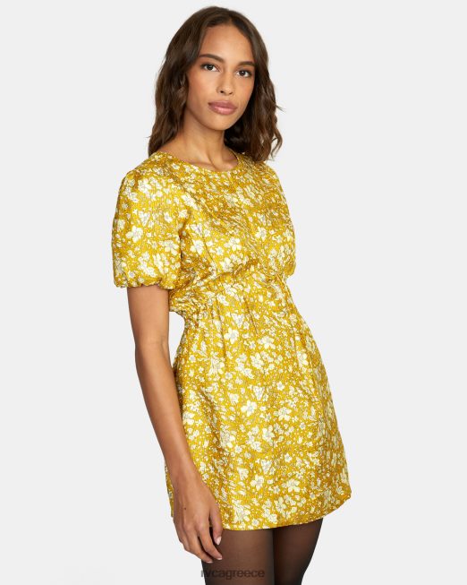 R422N81634 Μίνι φόρεμα με φουσκωτά μανίκια RVCA γυναίκες καστανόξανθος χρυσός είδη ένδυσης