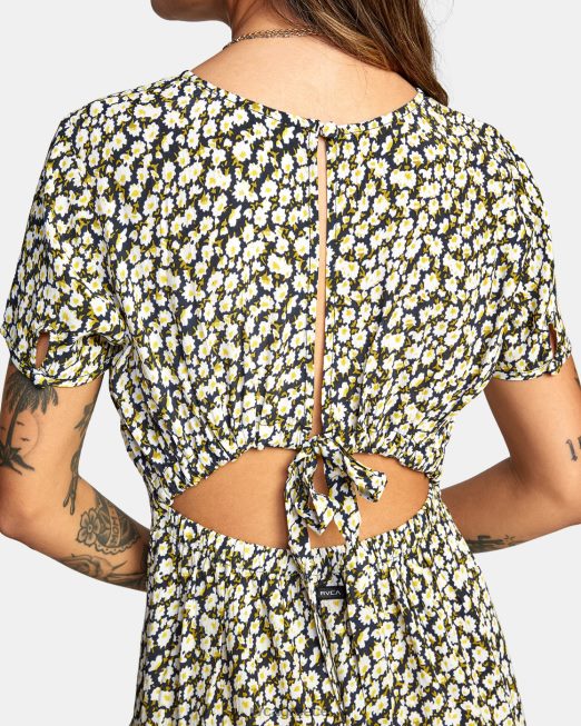 R422N81679 μίντι φόρεμα dreamscape RVCA γυναίκες μαύρος είδη ένδυσης