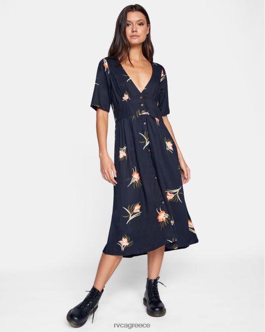 R422N81687 μίντι φόρεμα λεωφόρου RVCA γυναίκες αληθινό μαύρο είδη ένδυσης