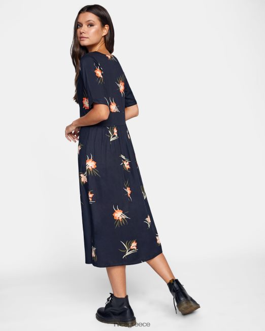 R422N81687 μίντι φόρεμα λεωφόρου RVCA γυναίκες αληθινό μαύρο είδη ένδυσης