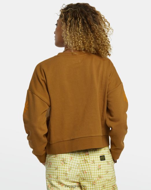 R422N81251 λάμψη cropped φούτερ RVCA γυναίκες χώμα σιένης είδη ένδυσης