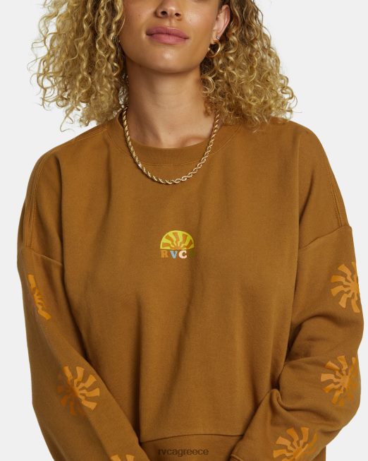 R422N81251 λάμψη cropped φούτερ RVCA γυναίκες χώμα σιένης είδη ένδυσης