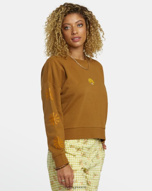 R422N81251 λάμψη cropped φούτερ RVCA γυναίκες χώμα σιένης είδη ένδυσης