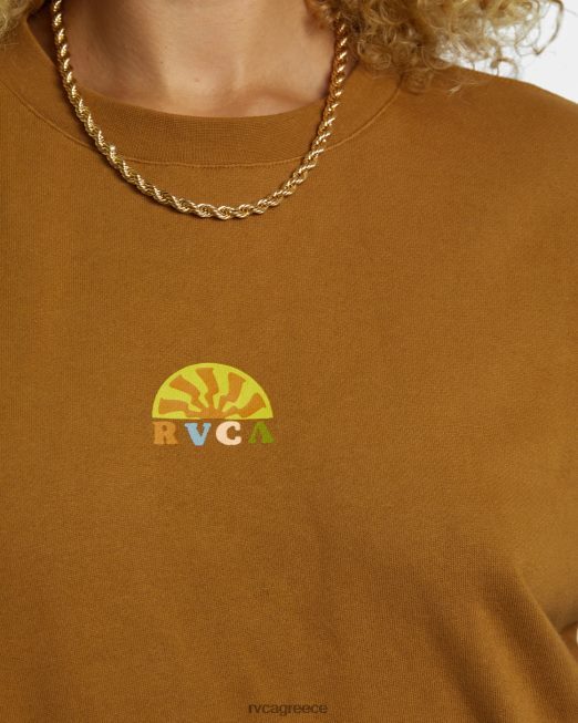 R422N81251 λάμψη cropped φούτερ RVCA γυναίκες χώμα σιένης είδη ένδυσης