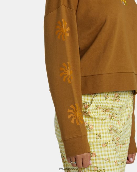 R422N81251 λάμψη cropped φούτερ RVCA γυναίκες χώμα σιένης είδη ένδυσης