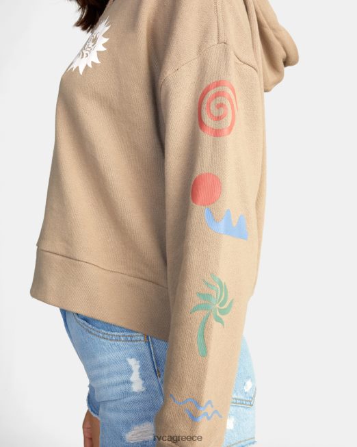 R422N81641 κουκούλα πουλόβερ αεράκι RVCA γυναίκες σκούρο χακί είδη ένδυσης