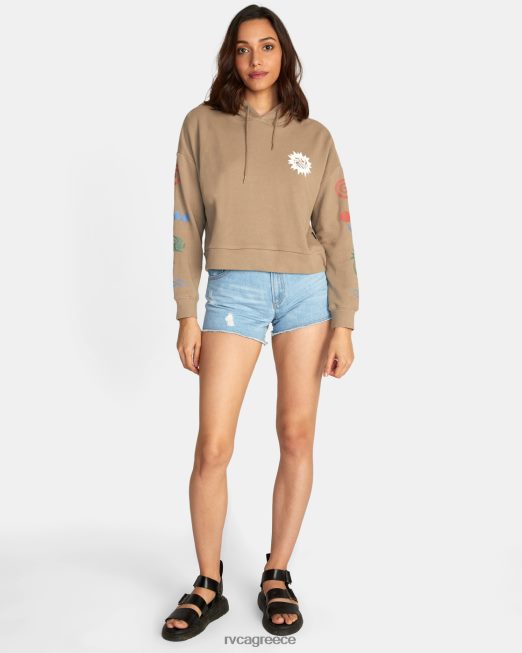 R422N81641 κουκούλα πουλόβερ αεράκι RVCA γυναίκες σκούρο χακί είδη ένδυσης