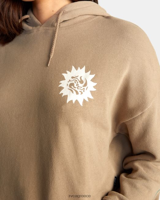 R422N81641 κουκούλα πουλόβερ αεράκι RVCA γυναίκες σκούρο χακί είδη ένδυσης