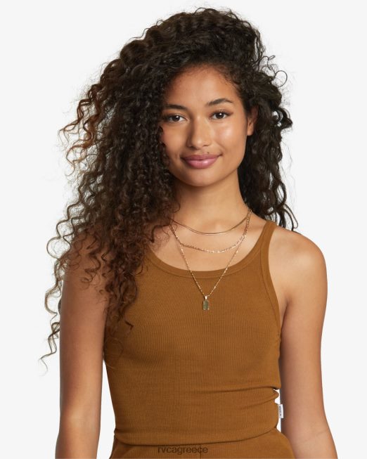 R422N81080 συρόμενη κορυφή δεξαμενής RVCA γυναίκες χώμα σιένης είδη ένδυσης