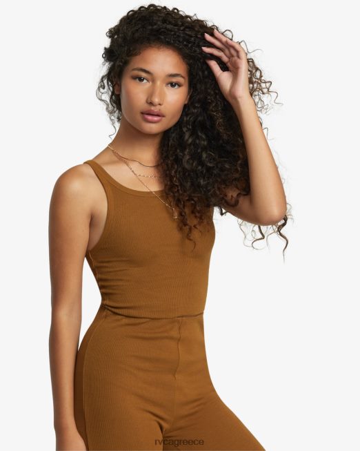 R422N81080 συρόμενη κορυφή δεξαμενής RVCA γυναίκες χώμα σιένης είδη ένδυσης