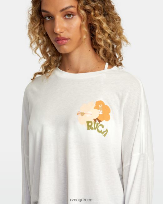 R422N81114 ρετρό μακρυμάνικο μπλουζάκι ιβίσκου RVCA γυναίκες vintage λευκό είδη ένδυσης