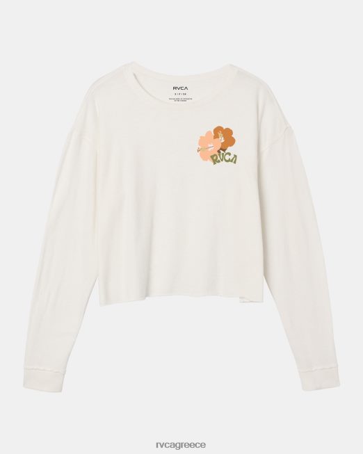 R422N81114 ρετρό μακρυμάνικο μπλουζάκι ιβίσκου RVCA γυναίκες vintage λευκό είδη ένδυσης