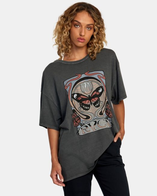 R422N81115 νουβό μπλουζάκι RVCA γυναίκες πειρατικό μαύρο είδη ένδυσης