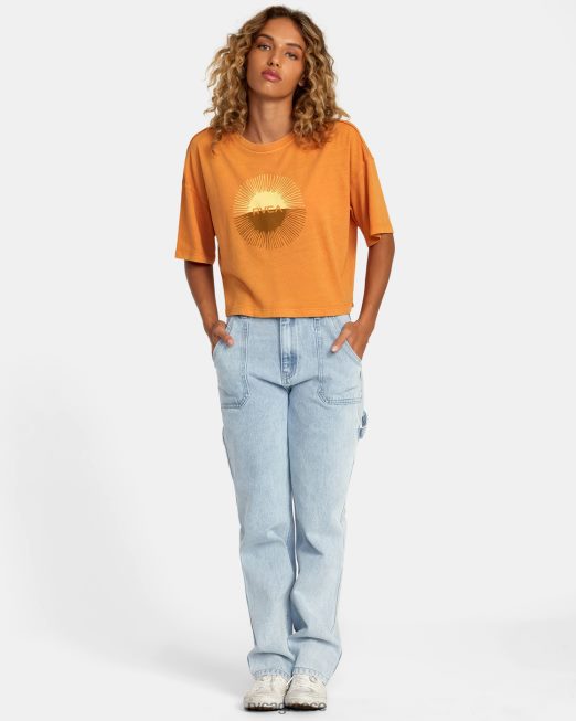 R422N81173 μπλουζάκι για έκλειψη ηλίου RVCA γυναίκες μανταρίνι είδη ένδυσης