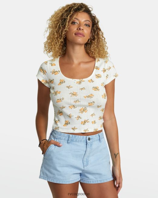 R422N81186 γλυκό μπλουζάκι RVCA γυναίκες ψιθύρισε λευκό είδη ένδυσης