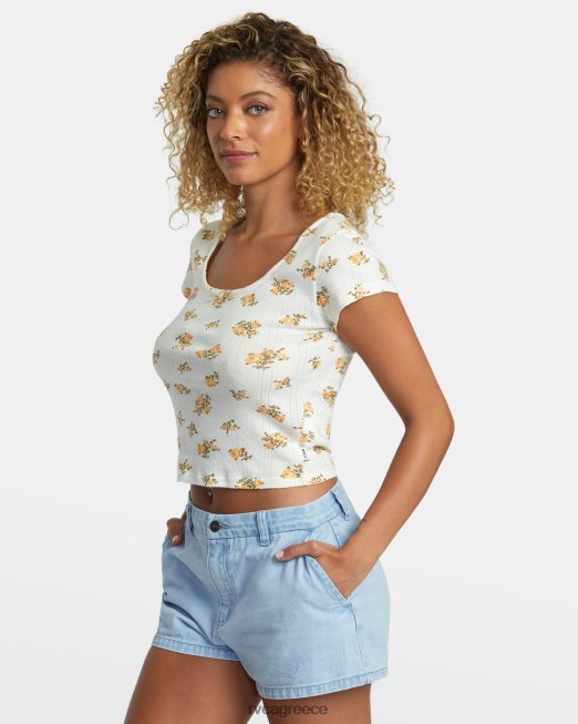 R422N81186 γλυκό μπλουζάκι RVCA γυναίκες ψιθύρισε λευκό είδη ένδυσης