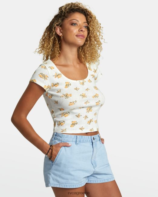 R422N81186 γλυκό μπλουζάκι RVCA γυναίκες ψιθύρισε λευκό είδη ένδυσης