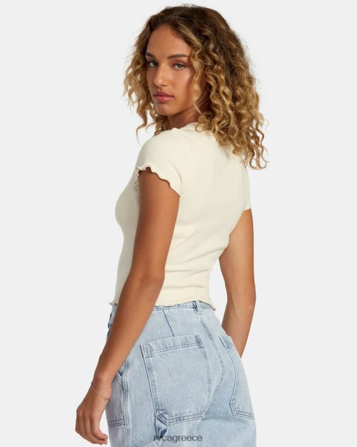 R422N81243 γυαλιστερό μπλουζάκι RVCA γυναίκες κρέμα είδη ένδυσης