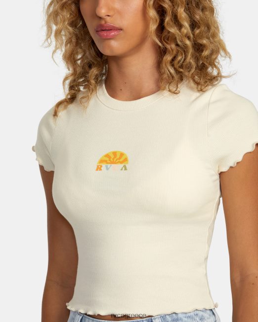 R422N81243 γυαλιστερό μπλουζάκι RVCA γυναίκες κρέμα είδη ένδυσης