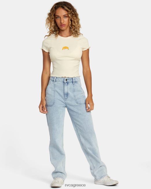 R422N81243 γυαλιστερό μπλουζάκι RVCA γυναίκες κρέμα είδη ένδυσης