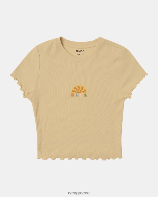 R422N81243 γυαλιστερό μπλουζάκι RVCA γυναίκες κρέμα είδη ένδυσης