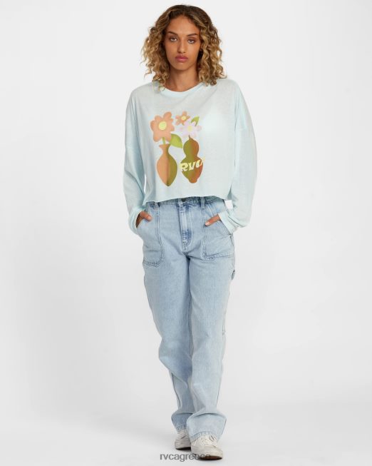 R422N81245 βάζο μακρυμάνικο μπλουζάκι RVCA γυναίκες μπλε του ουρανού είδη ένδυσης