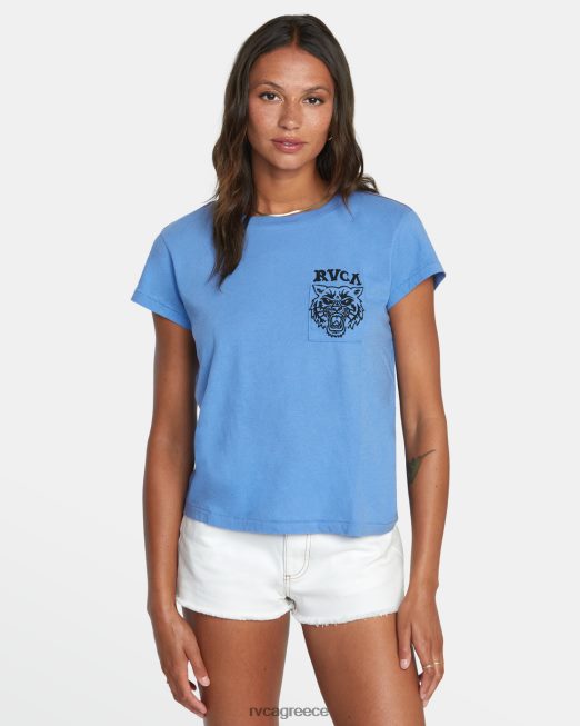 R422N81276 κοντομάνικο μπλουζάκι κληρονομιάς RVCA γυναίκες μπλε εκεί είδη ένδυσης