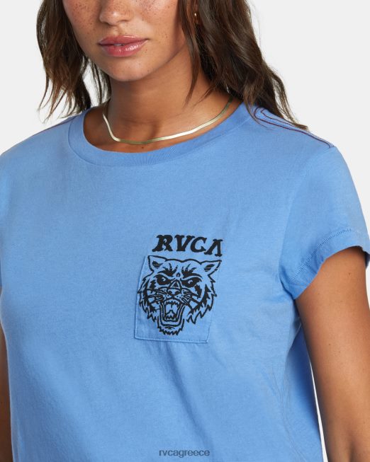 R422N81276 κοντομάνικο μπλουζάκι κληρονομιάς RVCA γυναίκες μπλε εκεί είδη ένδυσης