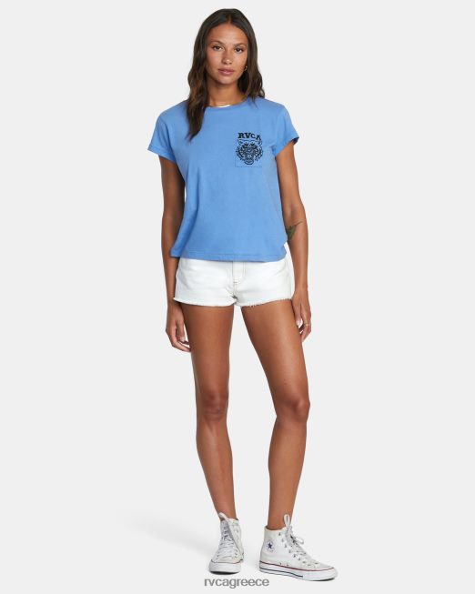 R422N81276 κοντομάνικο μπλουζάκι κληρονομιάς RVCA γυναίκες μπλε εκεί είδη ένδυσης