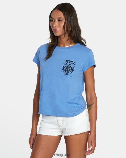 R422N81276 κοντομάνικο μπλουζάκι κληρονομιάς RVCA γυναίκες μπλε εκεί είδη ένδυσης