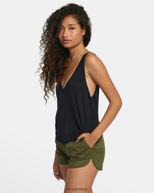 R422N81277 κομμένο φανελάκι RVCA γυναίκες αληθινό μαύρο είδη ένδυσης